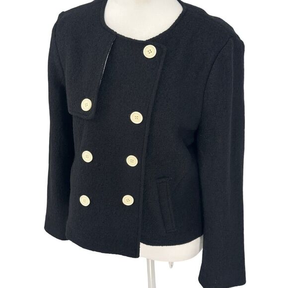NWT J.Crew Black Double Breasted Wool Blazer Jacket Women's Size Small Classic - Picture 2 of 14